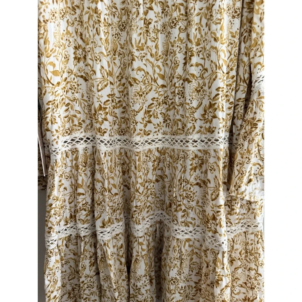 Free People Talk About It Tunic Top Ivory Combo Women's Size Medium